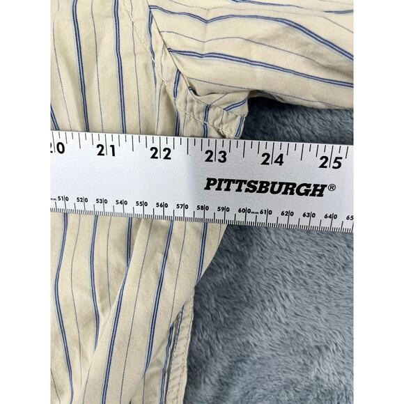 Men's Lucky Brand yellow blue striped dress shirt large excellent - Picture 7 of 9